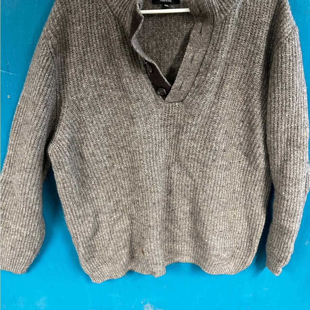 Immagini Men's Pullover Sweater Long Sleeve Collar Size XXL Grey